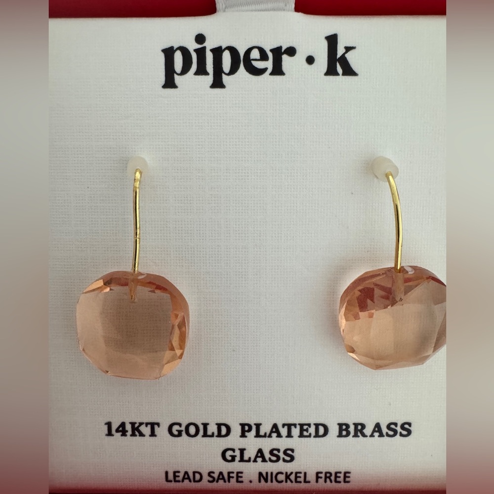 Piper Gold Earrings with Peach Glass